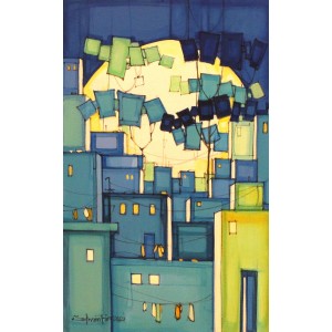 Salman Farooqi, 18 x 30 Inch, Acrylic on Canvas, Cityscape Painting, AC-SF-308
